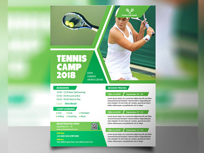 Tennis Camp Flyer a4 community flyer leaflet sport sport flyer template tennis tennis camp tennis club tennis competition tennis cup tennis outdoor tennis training tennis trophy tournament