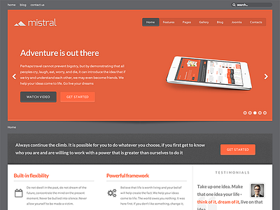 Mistral home page joomla mistral responsive template theme