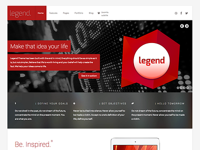 Freebie PSD: Legend Template clean interface photoshop psd red simple template theme