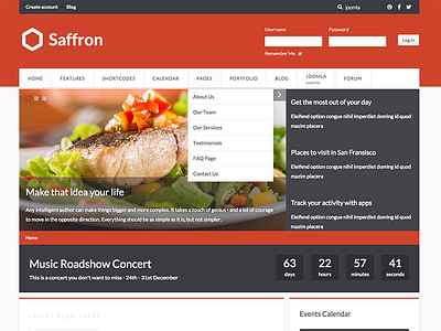 Saffron - Home page design joomla saffron template theme ui warp7