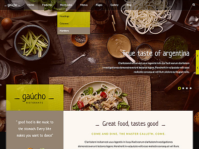 Gaucho Restaurant Design blog design food gaucho joomla restaurant template theme ux
