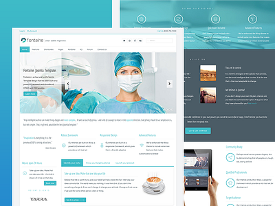 Turquoise Color - Fontaine Template doctor medical template theme turquoise ui web design web development