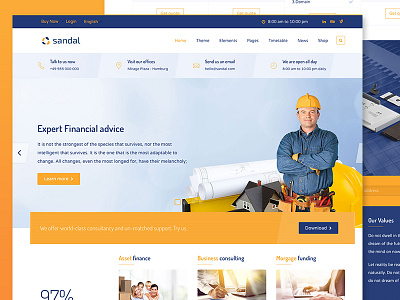 Sandal - Construction concept business construction consultancy finance joomla medical template theme ui ux web design wordpress