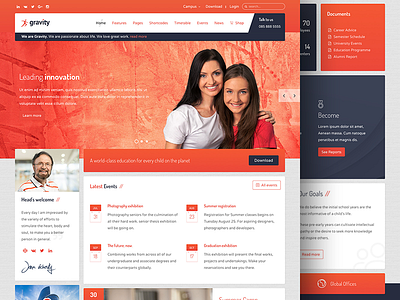 Gravity - Cinnabar Style business education joomla learning photoshop template theme ui university ux web design wordpress