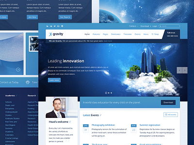 Gravity Education & Events Template business education events joomla learning rtl school template theme university web design wordpress