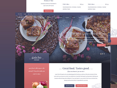 New color style for Gaucho - Indigo blog cafe design events food html menu restaurant taste template ux website