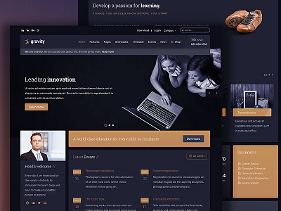 Gravity Education & Events Template - Navy Color