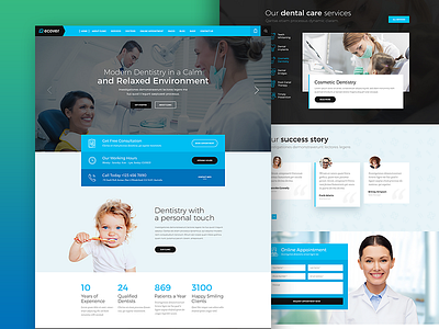 Dental Joomla Template - Home Layout cms dental dentist design joomla recover template ui ux website