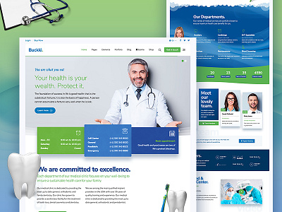 Buckle Medical Theme clinic dental doctors health hospital joomla medical team teeth theme web design wordpress