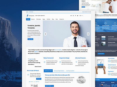 Fontaine Theme - Improved Blue Style blue business finance template theme ui web design web development