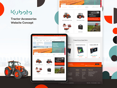 Website re-design Concept for Kubota accessories design ecommerce farming logo shop tractors webdesign website