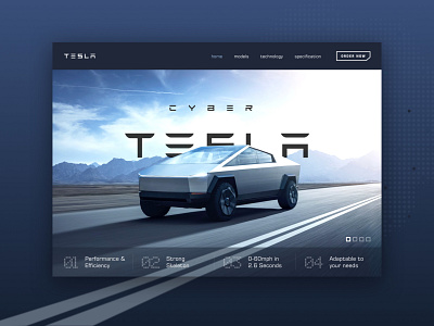 Tesla Truck Hero Presentation cyber future hero image super car tesla truck ui design webdesign