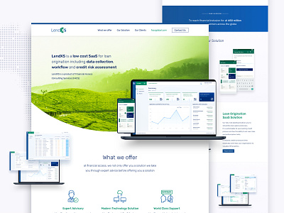 lendxs landing page branding business design financial app landing page logo saas app typography ui web design website