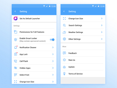 Setting UI design designs icon icon set icons launcher launcher icon page setting settings settings page settings ui ui uidesign uidesigns user interface user interfaces