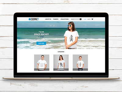 Cosmic Tee - Visual Identity & Website Layout blue design identity logo t-shirt ux-ui
