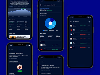 Stocks & Investments investment mobile ui portfolio stocks