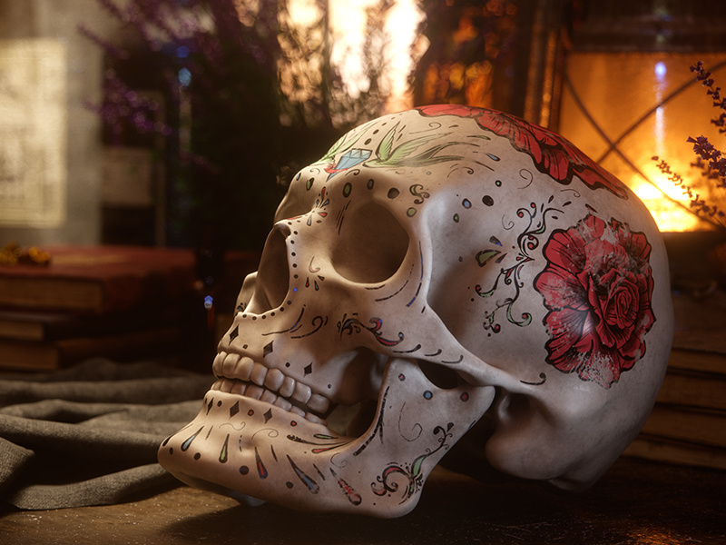 Sugar skull 3dsmax fstorm render skull sugar render 3d