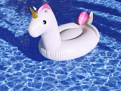 Summer Unicorn 3d 3dsmax caustic inflatable pool unicorn water