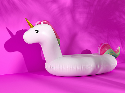 Summer unicorn 3d 3dsmax corona render fashion inflatable magic modern palm render shutterstock summer unicorn