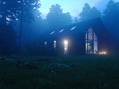 Lakeside house 3d 3dsmax corona design exterior forest interior modelling render zhitnik