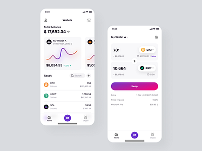 Crypto Currency Wallet&DEX app design ui