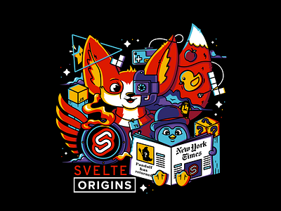 Svelte Origins: The Documentary Shirt Design branding character character design clothing design cute design epic fox graphic design icons illustration logo offerzen shirt design svelte t shirt