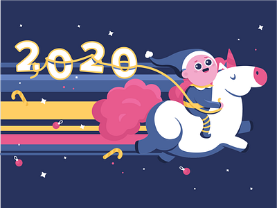 Galloping into the new year 🦄 2020 cute design elf epic illustration new year new years 2020 offerzen unicorn