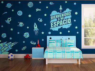 FANVINIL. "Space". Children decoration stickers kids room nursery decor space stickers vinyl