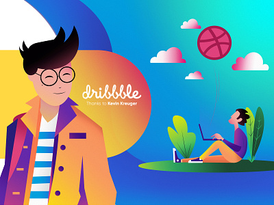 Hey Dribbble! colours debutshot design flat gradient illustration illustrator photoshop ui