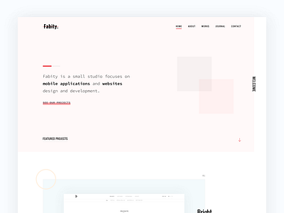 Fabity: Home Page design fabity home memphis minimal portfolio studio typography ui web