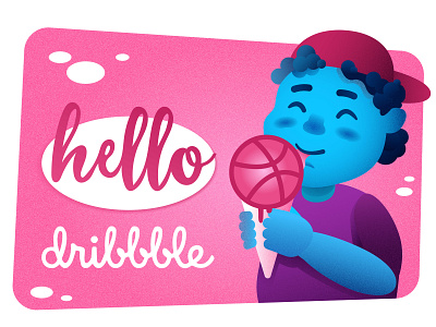 Hello Dribbble) app boy design flat hello dribbble ice cream illustration ui ux vector web