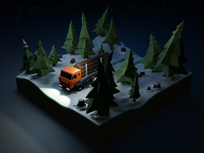 Snow forest 3d 3d art 3d artist blender blender3d evee forest illustration low poly lowpoly lowpolyart snow