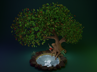 Pond in forest 3d 3d art 3d artist art blender illustration