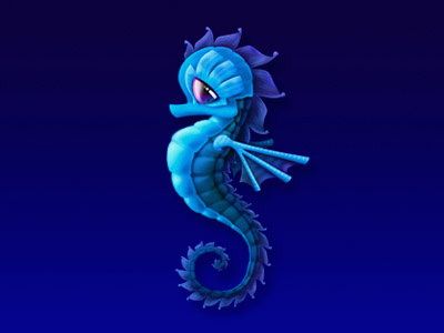Blue Kuda cartoon character design hippocampus kuda seahorse