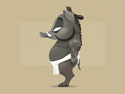 Boar Sumo Fighter (WIP) boar cartoon character concept characterdesign concept art sketch sumo turnaround warthog wip