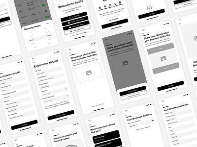 Wifreframes for Availy - Beauty Booking App app design beauty app beauty booking app booking app concepts mobile app mobile app wireframes mobile design ui ui design user experience user journey ux wireframes