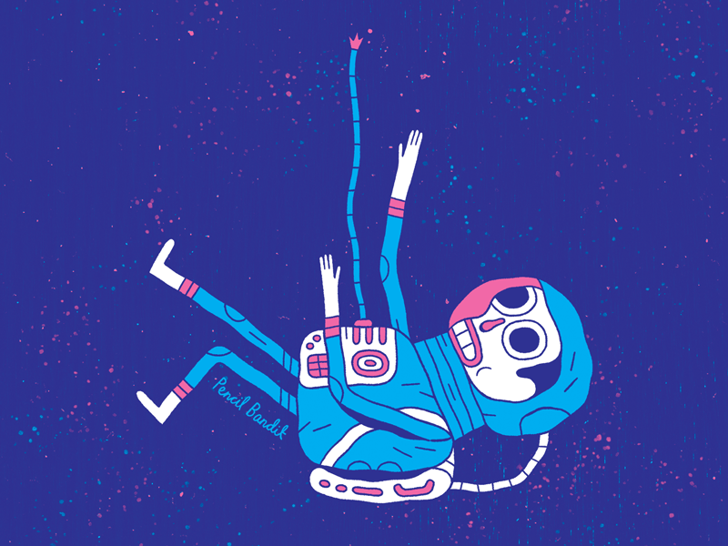 Space Rocket Oddity Man cartoon character design illustration space