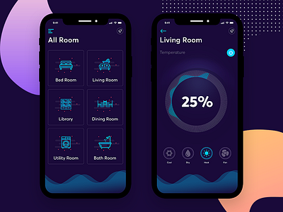 Smart Home app automation control dark dashboard electrical home ios iphonex rooms smart ui