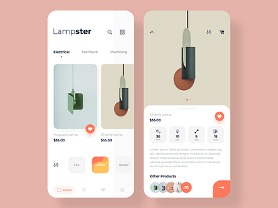 Lampster app app app design cards design ios lamp lampster light minimal mobile shopping ui ux