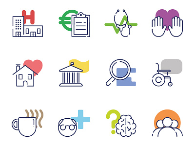 Medical Structures - Icon Pack brain care flat health heart hospital medical medicine pack set social structure