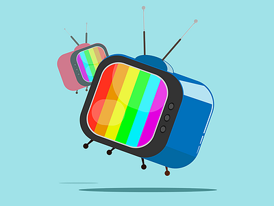 Television blue design fun illustrator pastime red television vector