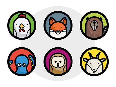 Animal animal beaver chicken collection design fox goat icon octopus owl vector