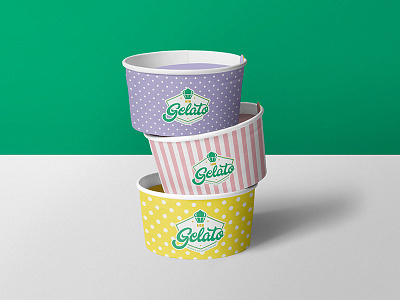 HIB Gelato Ice Cream cups artisanal branding cups design food gelato graphic design icecream illustration logo package typography