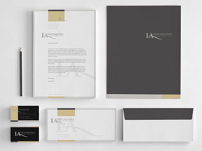 Lewis Aquetech Stationary business card elegant envelope letterhead silver foil stationary