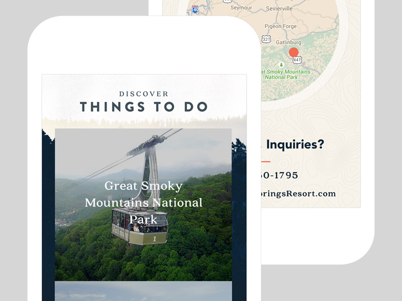 Elk Springs mobile mockups things to do maps layout graphic design web design iphone mobile mockups cabin rental