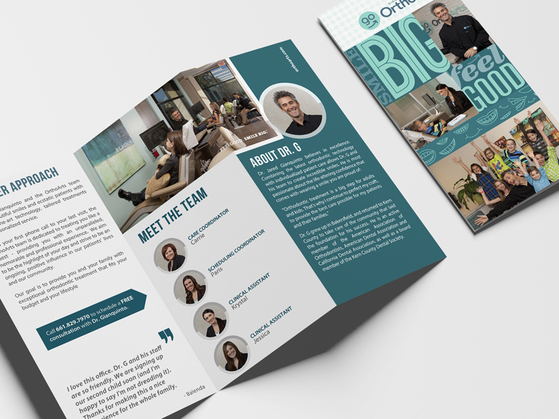 OrthoArts Trifold Brochure teeth print flyer trifold orthodontist dentist brochure