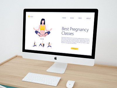 Site template for pregnant yoga classes design flat illustration illustrator minimal pregnancy pregnant preview site template vector web yoga