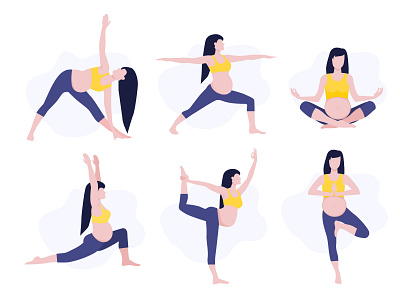 Vector illustrations for pregnant yoga classes design flat illustration minimal pregnancy pregnant vector web yoga