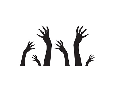 Zombie hands from underground. Halloween creepy concept