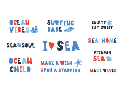 Cute sea lettering. Good ocean vibes cute design flat illustration illustrator kid lettering love ocean phrases sea seastars shell typography vector vibes